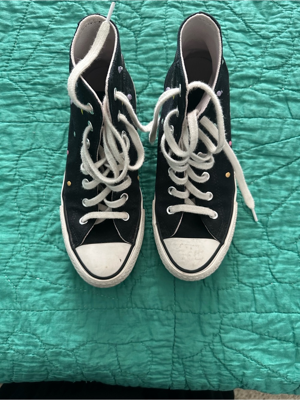 Converse Kids Black High-Top Sneakers with Multicolor Polka Dots - Picture 4 of 8